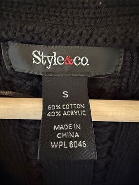 Style & Co. Black Ribbed Knit Sweater